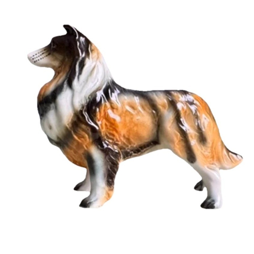 Licensed Tricolor Sheltie Sheepdog Glossy Standing Pride Pose Porcelain Figurine